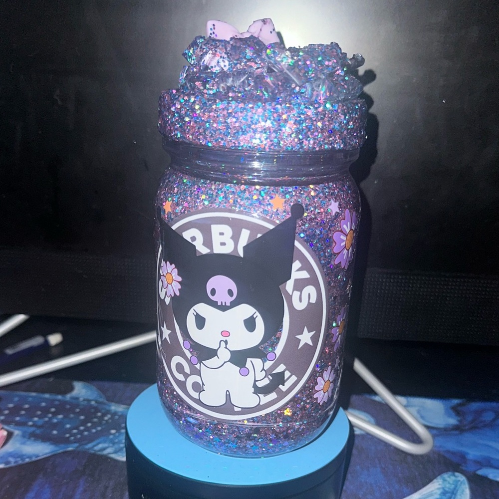 Glittery Kuromi Jar with Lid